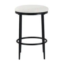 Cream Upholstered Metal Counter Stool-Kirkland's Home Outlet