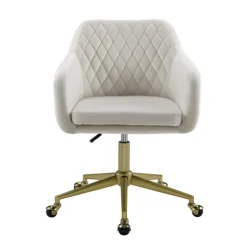 Cream Upholstered Tufted Swivel Office Chair-Kirkland's Home Outlet