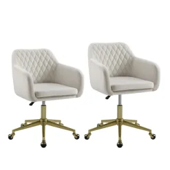Cream Upholstered Tufted Swivel Office Chair-Kirkland's Home Outlet