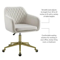 Cream Upholstered Tufted Swivel Office Chair-Kirkland's Home Outlet