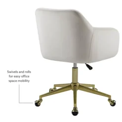 Cream Upholstered Tufted Swivel Office Chair-Kirkland's Home Outlet
