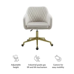 Cream Upholstered Tufted Swivel Office Chair-Kirkland's Home Outlet