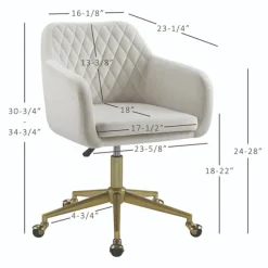 Cream Upholstered Tufted Swivel Office Chair-Kirkland's Home Outlet