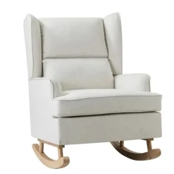 Cream Upholstered Wingback Rocking Chair-Kirkland's Home Best