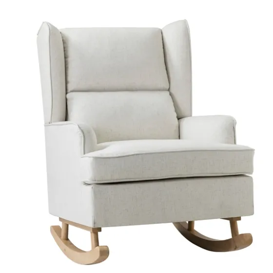Cream Upholstered Wingback Rocking Chair-Kirkland's Home Best