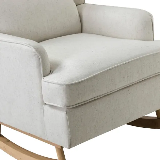 Cream Upholstered Wingback Rocking Chair-Kirkland's Home Best