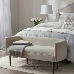 Cream Velvet Low Back Transitional Settee-Kirkland's Home Hot