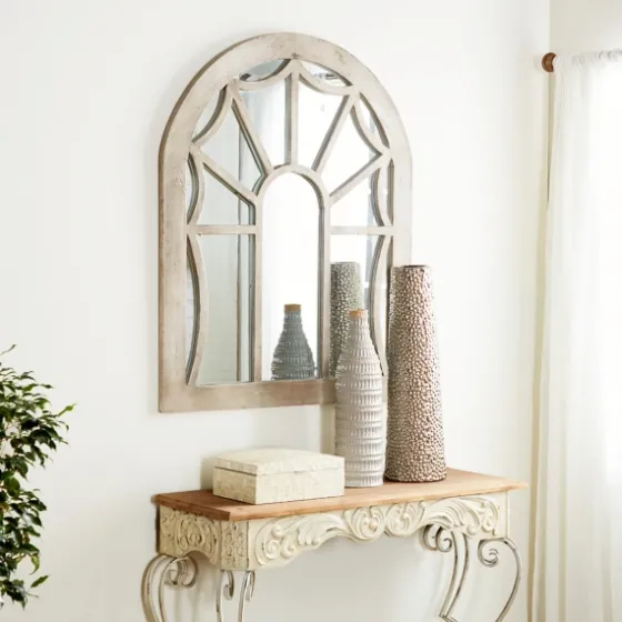 Cream Vintage Fir Wood Arch Framed Mirror-Kirkland's Home Discount
