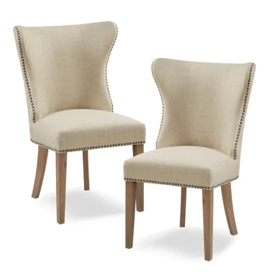 Cream Wing Back Nailhead Dining Chairs, Set Of 2-Kirkland's Home Cheap