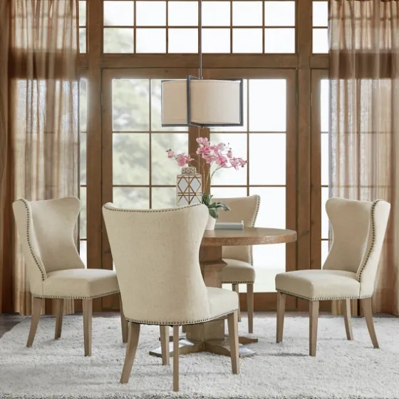 Cream Wing Back Nailhead Dining Chairs, Set Of 2-Kirkland's Home Cheap