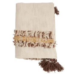 Cream With Brown Accents Throw Blanket-Kirkland's Home Outlet