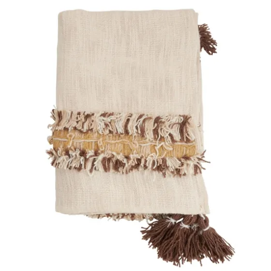 Cream With Brown Accents Throw Blanket-Kirkland's Home Outlet