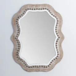 Cream Wood Beaded Wavy Frame Mirror-Kirkland's Home Best