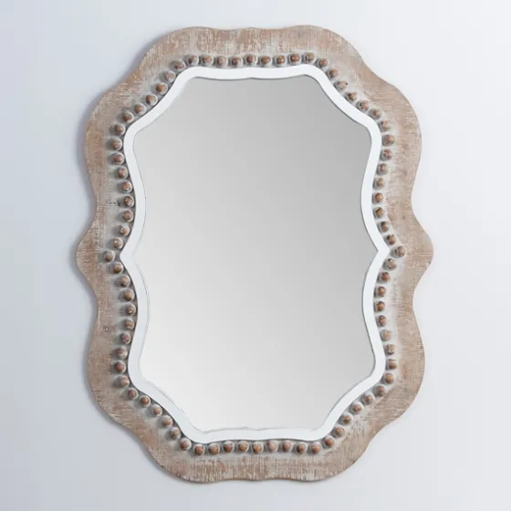 Cream Wood Beaded Wavy Frame Mirror-Kirkland's Home Best