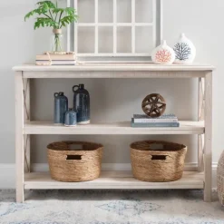Cream Wooden Plank X-Frame Console Table-Kirkland's Home Shop