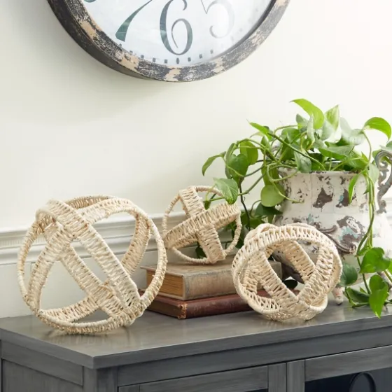 Cream Woven Decorative Orbs, Set Of 3-Kirkland's Home Store