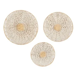 Cream Woven Dried Plant Wall Sculptures, Set Of 3-Kirkland's Home Discount