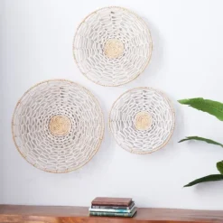 Cream Woven Dried Plant Wall Sculptures, Set Of 3-Kirkland's Home Discount