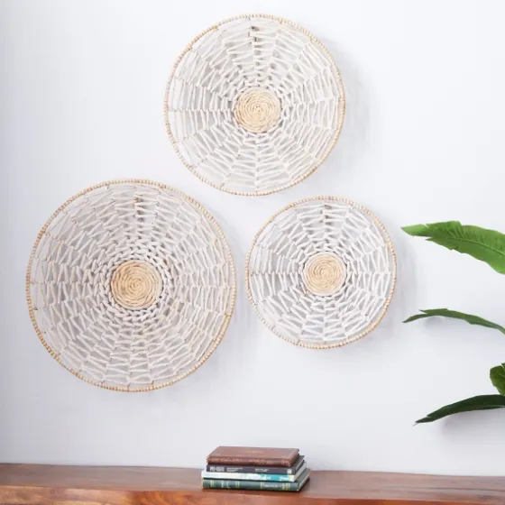Cream Woven Dried Plant Wall Sculptures, Set Of 3-Kirkland's Home Discount
