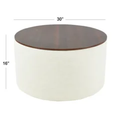 Cream Woven Wood Top Storage Ottoman-Kirkland's Home Cheap