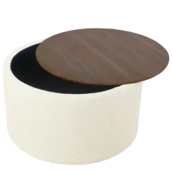 Cream Woven Wood Top Storage Ottoman-Kirkland's Home Cheap