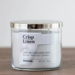Crisp Linen 3-Wick Jar Candle-Kirkland's Home Flash Sale