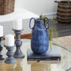 Crosshatch Triple Handle Ceramic Vase, 13 In.-Kirkland's Home Cheap
