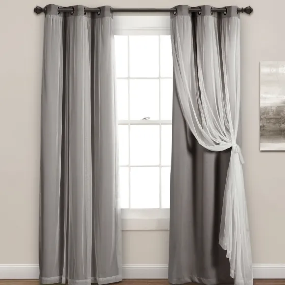 Curtain Panel Set With Overlay, 95 In.-Kirkland's Home Flash Sale