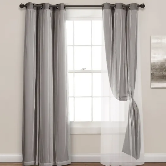 Curtain Panel Set With Overlay, 95 In.-Kirkland's Home Flash Sale