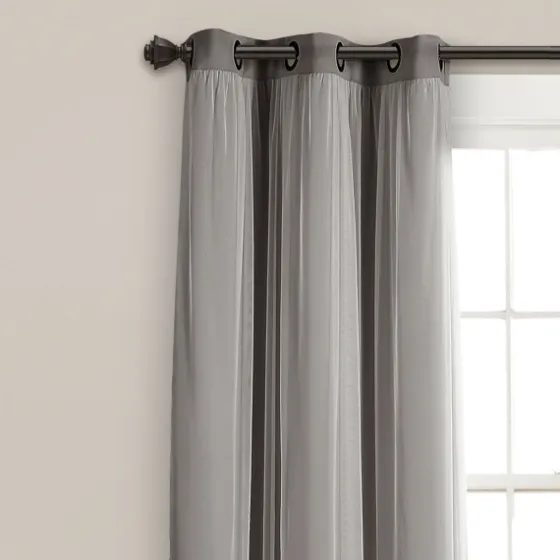 Curtain Panel Set With Overlay, 95 In.-Kirkland's Home Flash Sale