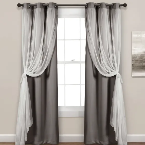 Curtain Panel Set With Overlay, 84 In.-Kirkland's Home Flash Sale