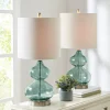 Curved Blue Glass Table Lamps, Set Of 2-Kirkland's Home Clearance