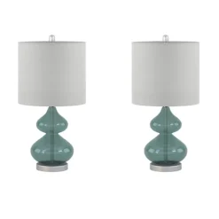 Curved Blue Glass Table Lamps, Set Of 2-Kirkland's Home Clearance
