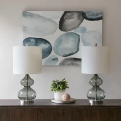 Curved Gray Glass Table Lamps, Set Of 2-Kirkland's Home Shop