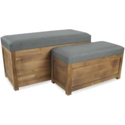 Cushioned Storage Benches, Set Of 2-Kirkland's Home Hot