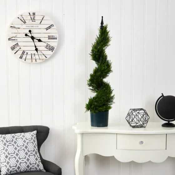 Cypress Spiral Metal Pole Topiary In Black Planter-Kirkland's Home Discount