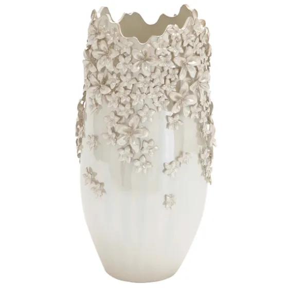 3D Floral Cream Ceramic Vase-Kirkland's Home Online