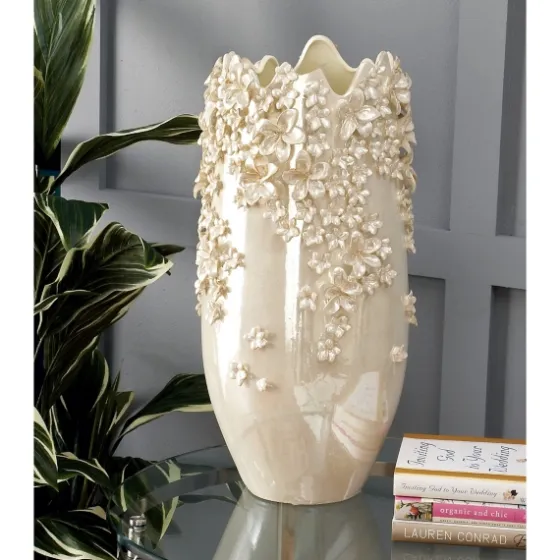 3D Floral Cream Ceramic Vase-Kirkland's Home Online