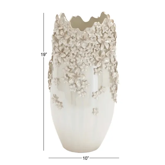 3D Floral Cream Ceramic Vase-Kirkland's Home Online
