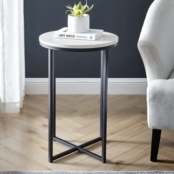 Daisy Faux Marble X Base Accent Table-Kirkland's Home Flash Sale