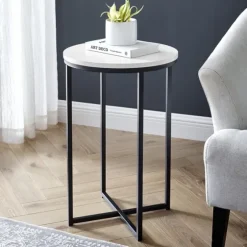 Daisy Faux Marble X Base Accent Table-Kirkland's Home Flash Sale