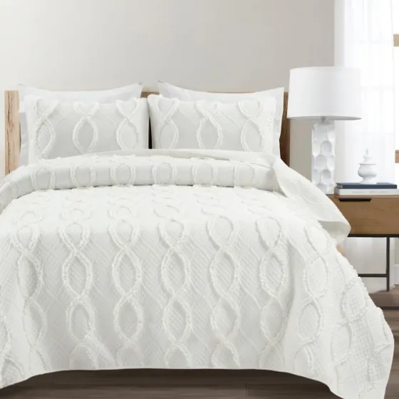 Daisy Trellis Ruffles 3-Pc. Queen Quilt Set-Kirkland's Home Discount
