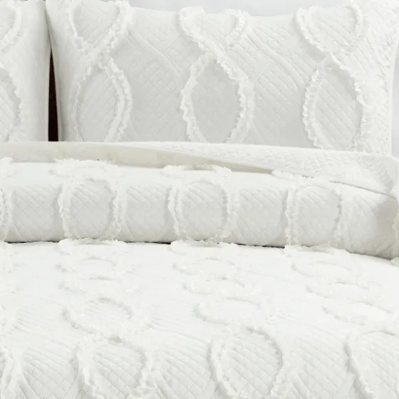 Daisy Trellis Ruffles 3-Pc. Queen Quilt Set-Kirkland's Home Discount