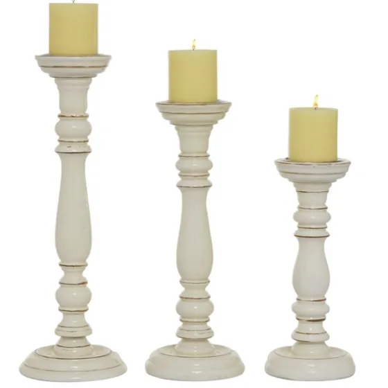 Daisy White Rustic 3-Pc. Candle Holder Set-Kirkland's Home Outlet
