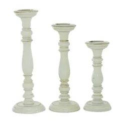 Daisy White Rustic 3-Pc. Candle Holder Set-Kirkland's Home Outlet