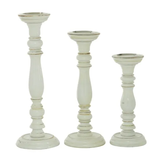 Daisy White Rustic 3-Pc. Candle Holder Set-Kirkland's Home Outlet