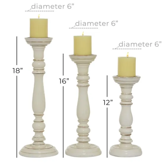 Daisy White Rustic 3-Pc. Candle Holder Set-Kirkland's Home Outlet