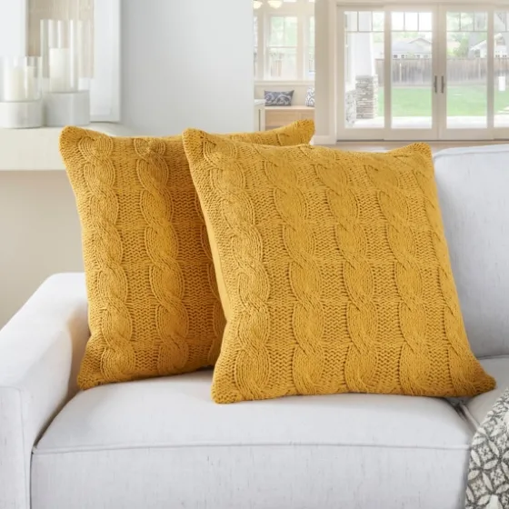 Dandelion Cable Knit Throw Pillows, Set Of 2-Kirkland's Home Best Sale