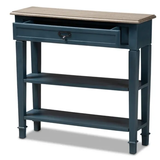 Daphne Blue Bayur Wood Two-Shelf Console Table-Kirkland's Home Hot