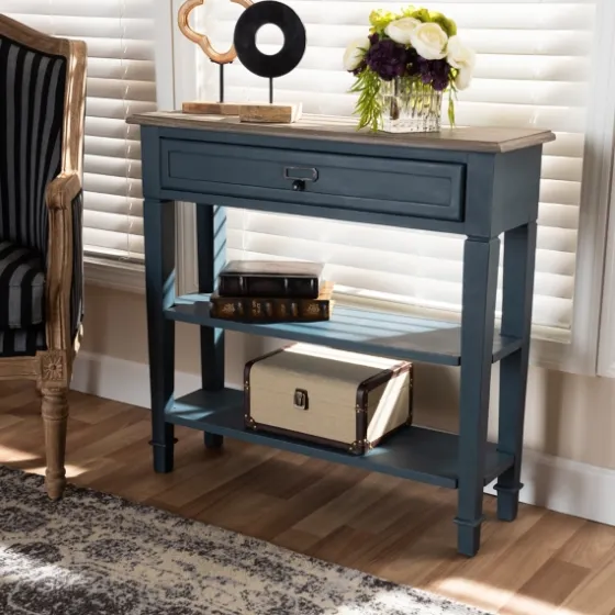 Daphne Blue Bayur Wood Two-Shelf Console Table-Kirkland's Home Hot